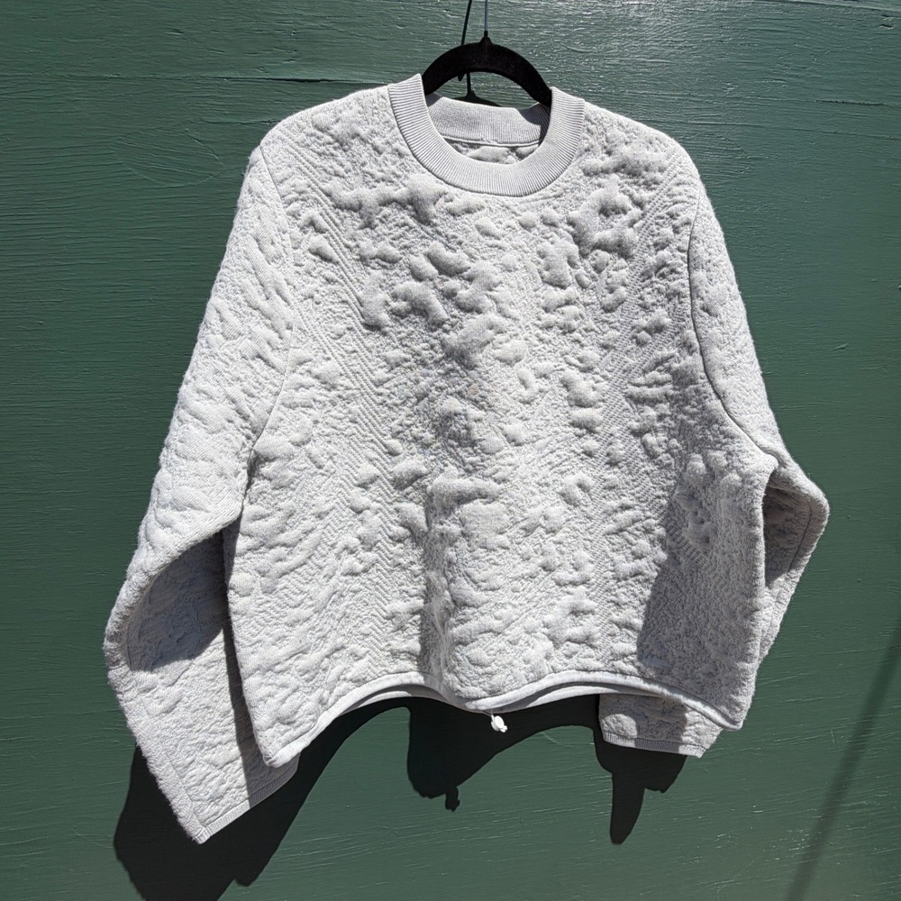 Lululemon Textured Merino Wool Blend Knit Pullover Sweater Soft Grey Size‎ 12 L